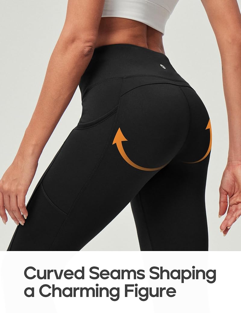 Heathyoga Fleece Lined Leggings Women with Pockets - Black, Medium