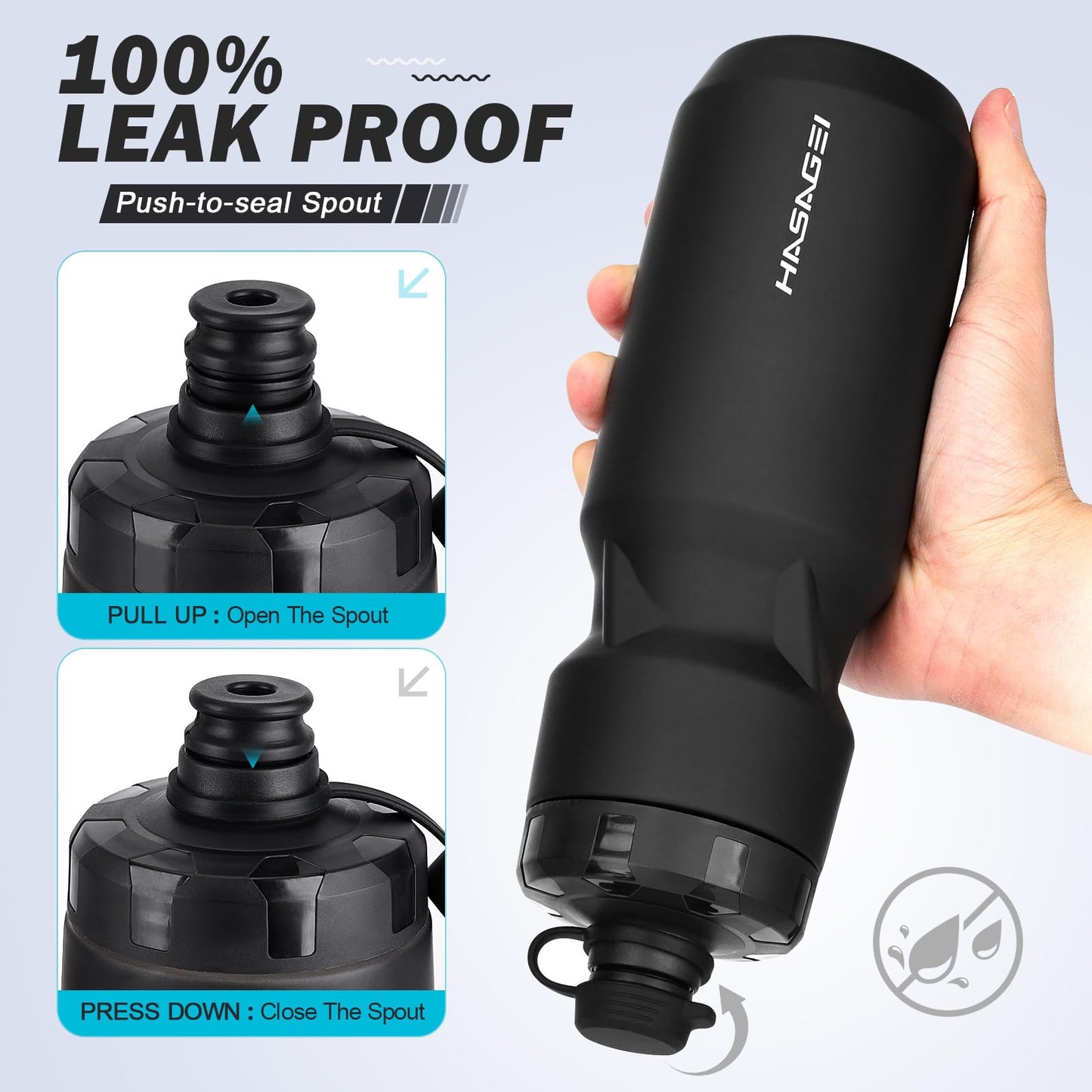 HASAGEI Bicycle Water Bottle Holder with 24 Oz Bottle, Durable Leak-Proof Non-Slip Design, Lightweight & Universal Fit for Mountain/Road Cycling Accessories