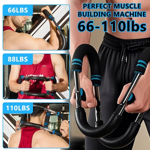 Twister Arm Exerciser, 66-110lb Adjustable Bar, Chest Shoulder Arm Workout Equipment, Portable Detachable Upper Body Fitness Machine for Home & Gym