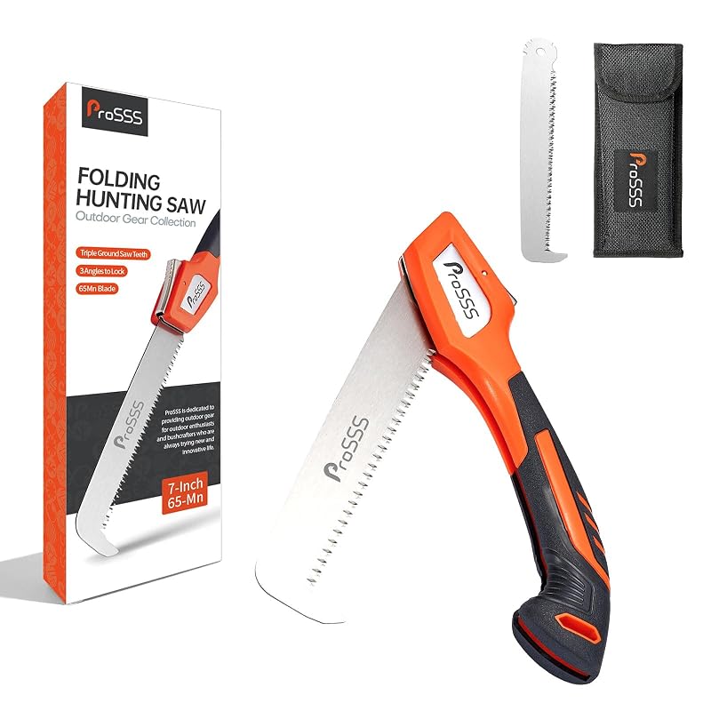 ProSSS 7-Inch Folding Hunting Saw with Replaceable 65Mn Blade – Folding Bone Meat Saw