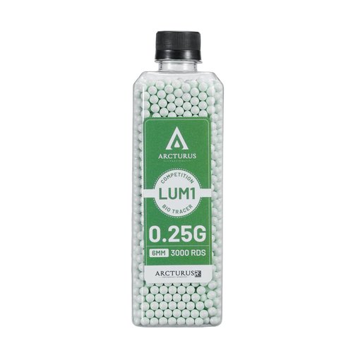 Arcturus Tactical Polished Competition Lumi Bio Tracer Match Grade Airsoft Pellets BBS Ammo 0.20g-0.32g, 3000 Rounds (.25g)