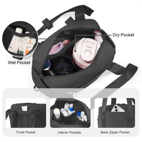 Cysiyu Mini Gym Bag for Women Girls Small Gym Bag with Wet Compartment and Coin Wallet, Puffer Mini Duffle Bag for Workout, Travel, Sport