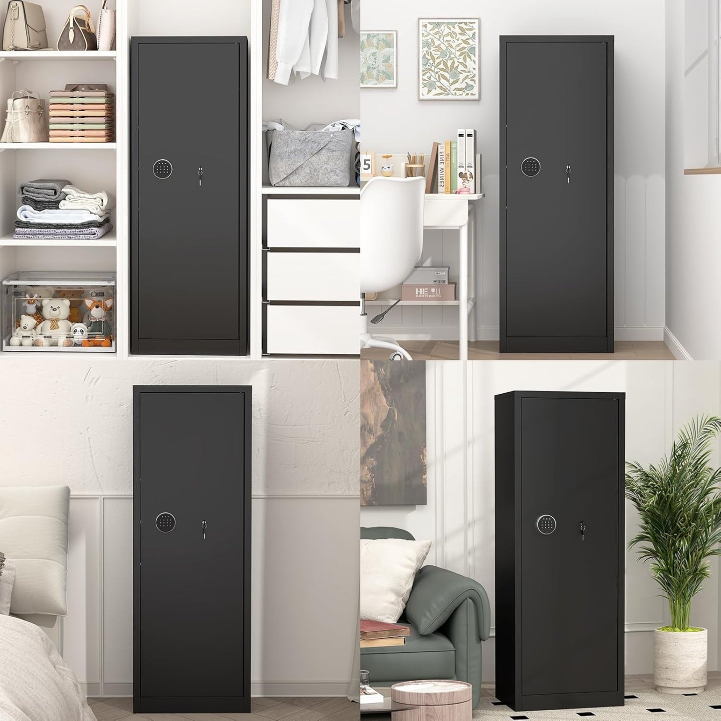 10-15 Gun Safe, Rifle Gun Safe with Removable Shelf, Locking Gun Cabinet for Rifles and Shotguns with Digital Kaypad, Shotgun Safe with Pistol Bags and Bullet Rack