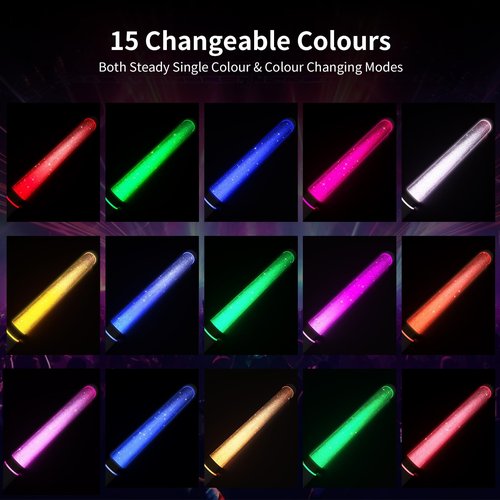 Bsgifts LED Glow Sticks 2 Pack, Reusable Light Up Toys 15 Colors Light Stick Bulk, Glow Party Supplies for Wedding, Birthday, Raves, Concert, Camping, New Year, Halloween, Christmas (with AAA Battery)