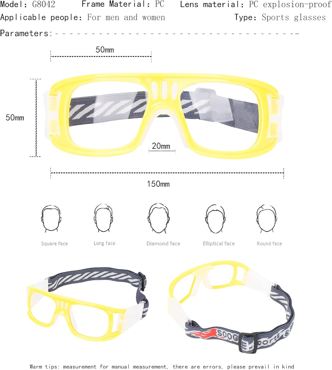 "N/A" Sports Goggles Glasses Men Racquetball Basketball Football Eyewear Protective Glasses Shock Collision Lens Replaceable