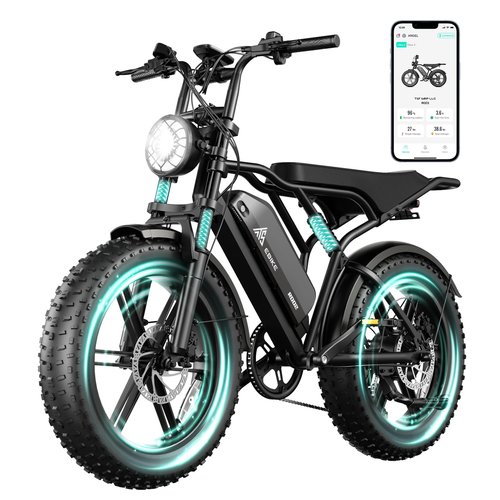 TST Electric Bike for Adults 1500W Peak 20" Fat Tire All-Terrain E-Bike 60 Miles 28MPH Electric Dirt Bike for Road Sand Mountain Snow - 48V 15AH Battery Powered Electric Motorcycle for Adventure