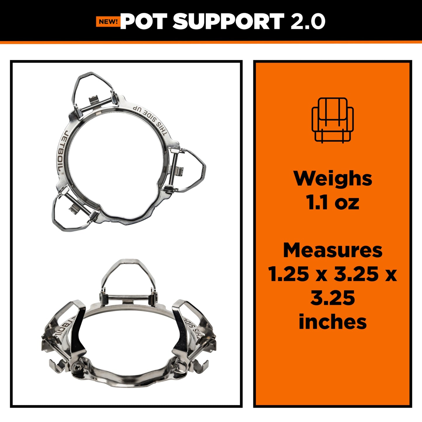Jetboil Pot Support 2.0 with Foldable Arms for 2025 Jetboil Camp Stove Models, New for 2025