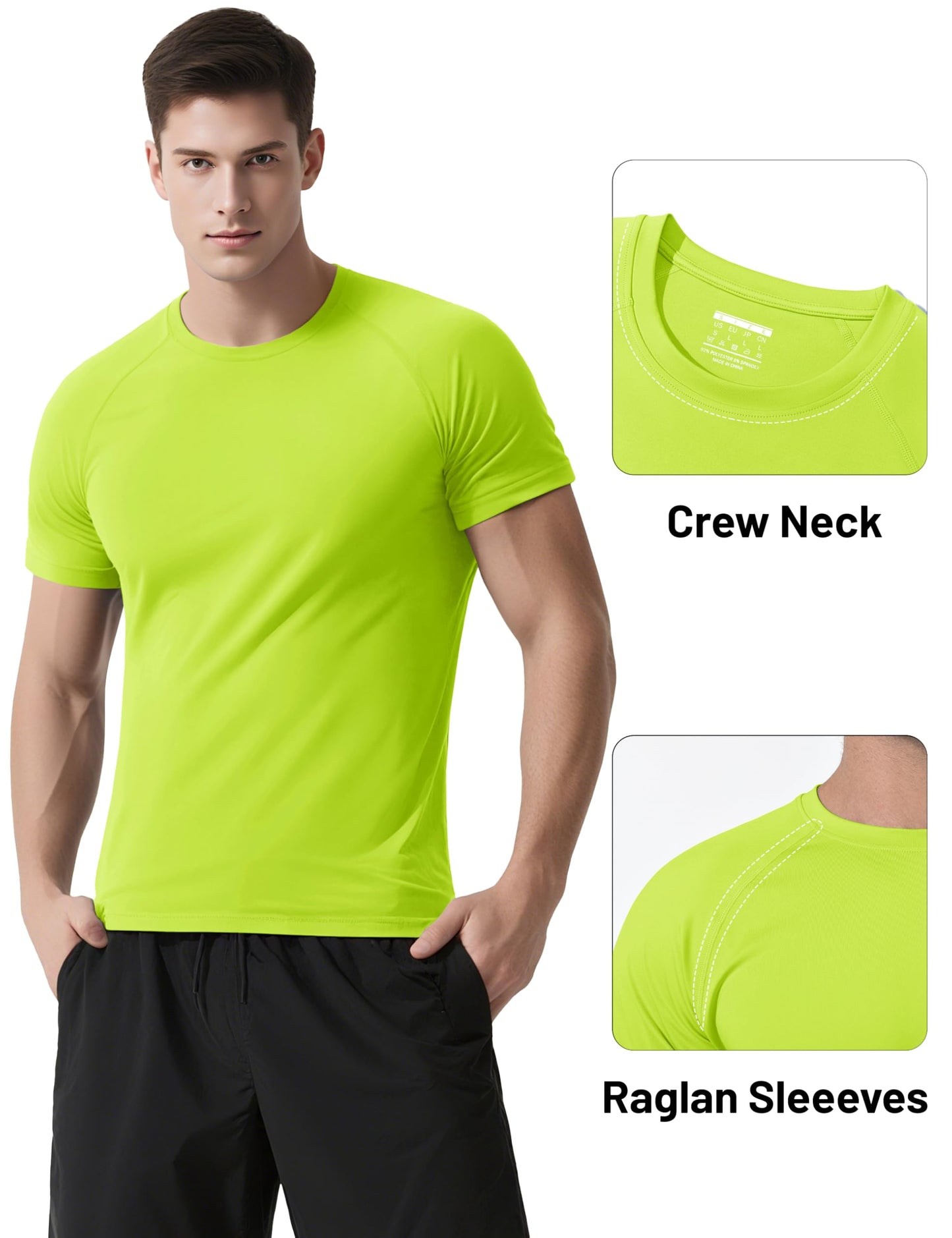 KEFITEVD Sun Shirts for Men Short Sleeve UPF 50+ Swim Shirt Quick Dry Rash Guard T-Shirts Lightweight Workout Cycling Beach Fishing Hiking T-Shirt Green