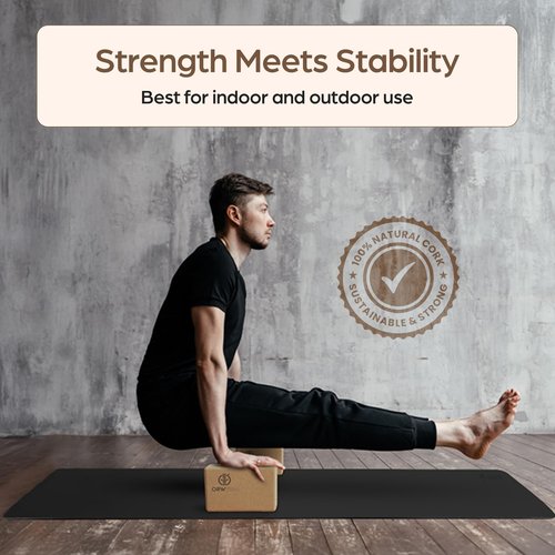 ORW OREN’S Natural Cork Yoga Block – 9”x6”x3”, 1.5 lbs – Heavyweight, Non-Slip, Eco-Friendly Support for Balance, Stretching, Pilates & Fitness – Dense Yoga Prop for All Levels