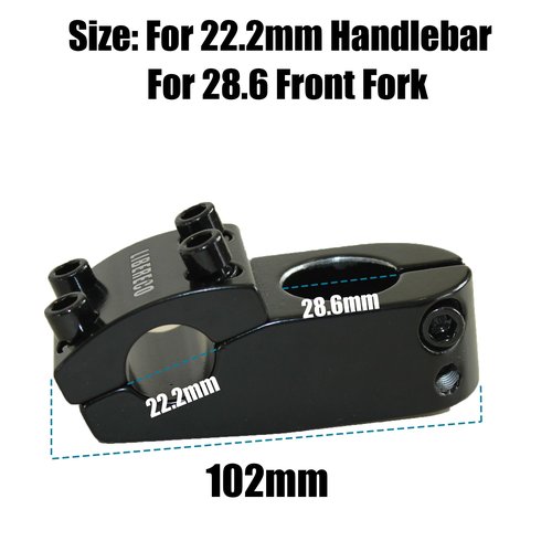 Libereco Aluminum Alloy BMX Stem: Fits 22.2mm Handlebar & 28.6mm Fork: Lightweight High-Strength Freestyle Stem Black
