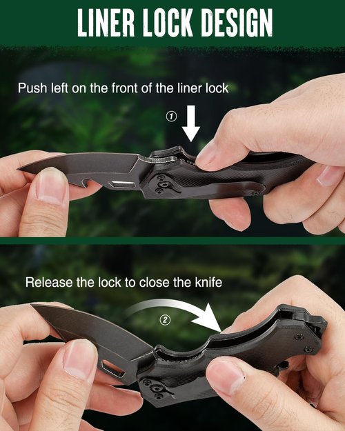 Mossy Oak Mini Folding Pocket Knife, 2.5-inch Stainless Steel Drop Point Blade - G10 Handle EDC Multifunction Tool with Bottle Opener and Glass Breaker (Black), Good Merry Christmas Gift