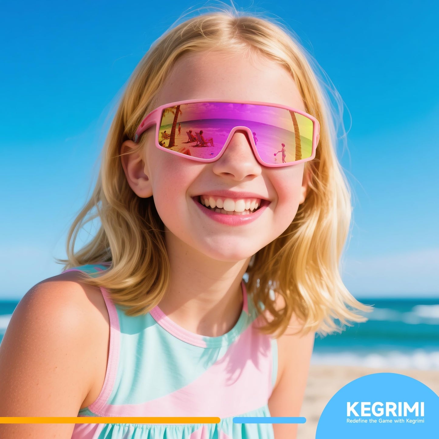 Kegrimi 3 Pack Kids Sunglasses Youth Baseball Polarized Sun Glasses Sports Cycling Running for Boys Girls UV Protection(Black+Red/Black+grey/Blue+green)