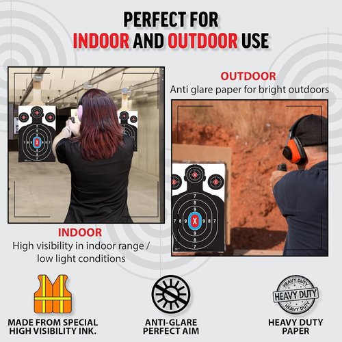Heavy Duty Shooting Targets for Shooting Range - Indoors & Outdoor Targets for Gun Range and Pistol Shooting - Handgun Accessories, 20