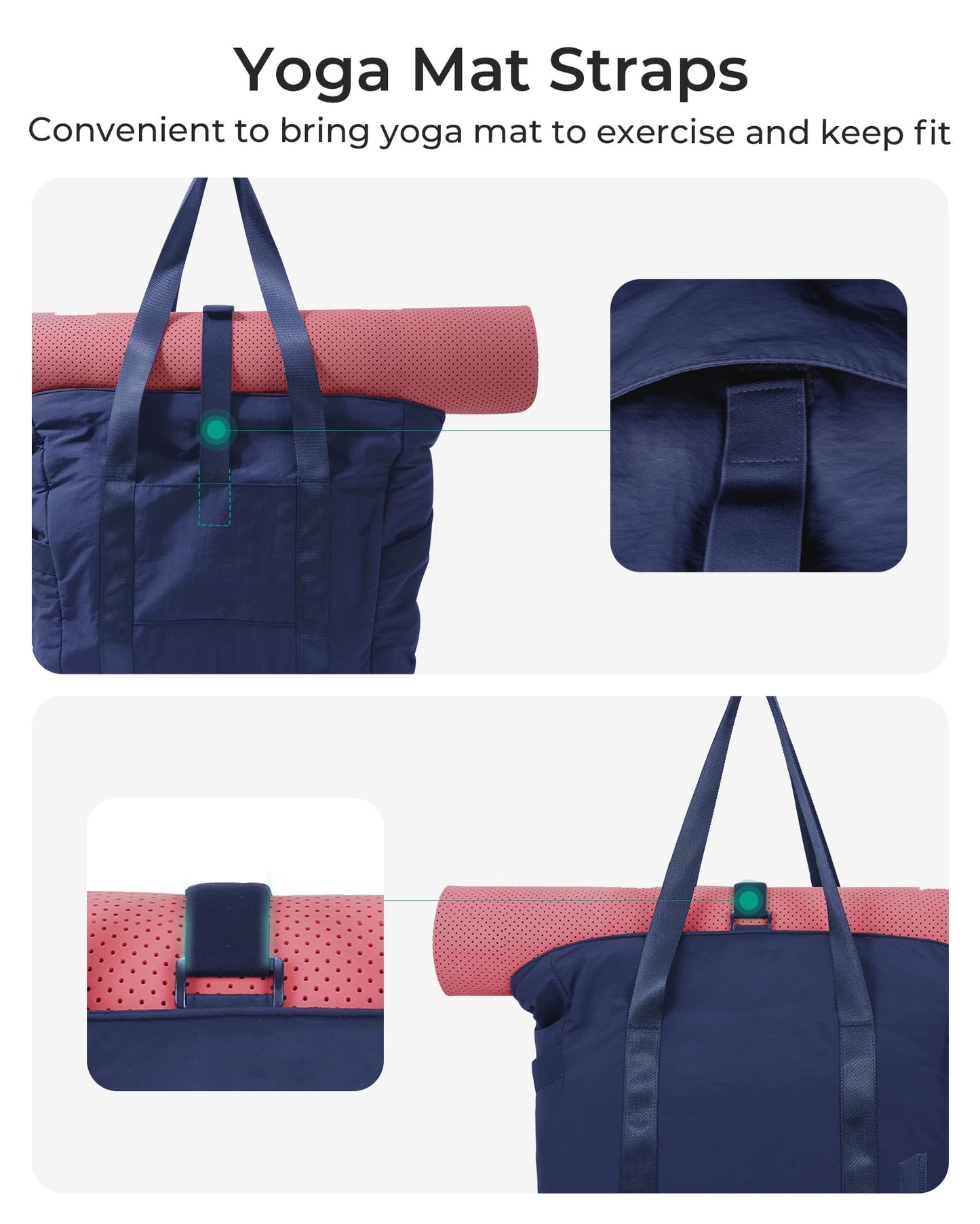 BAGSMART Tote Bag for Women with Zipper, Gym Tote with Compartments, Laptop Work Tote Nurse Dance Yoga Bag for Sport, Travel