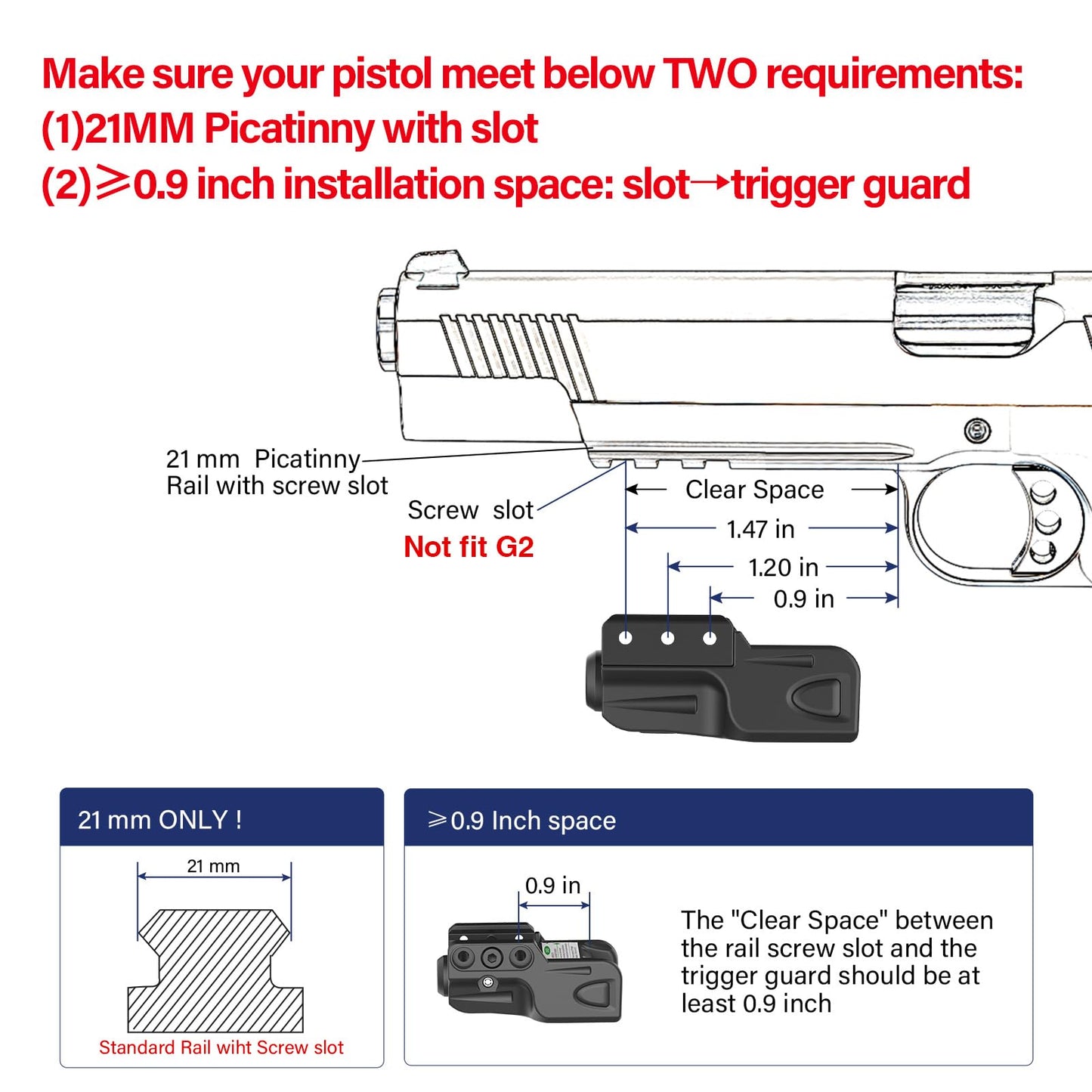 Gmconn Tactical Red Laser Sight Compatible with Picatinny Rail