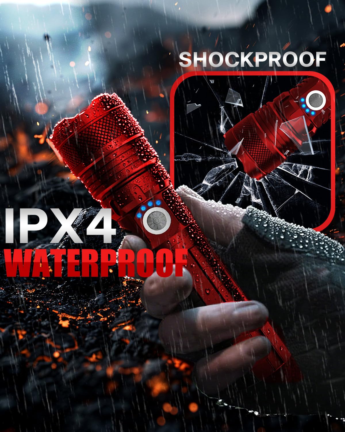 Victoper LED Flashlight 2 Pack Orange, Bright Tactical Torch High Lumens 5 Modes, Waterproof Zoomable Flash Light for Outdoor, Birthday Gifts for Men, Dorm Room Camping Essentials Gear for Guys