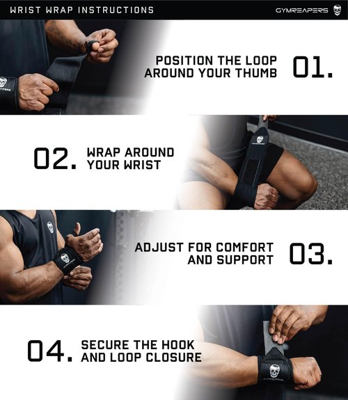 Gymreapers Weightlifting Wrist Wraps (Competition Grade) 18" Professional Quality Wrist Support with Heavy Duty Thumb Loop - Best Wrap for Powerlifting, Strength Training, Bodybuilding(Black,18")