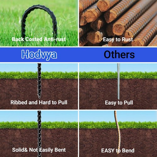 Hodvya 12" Trampoline Stakes Anchors High Wind Heavy Duty U Shaped Stakes for The Ground Heavy Duty high Wind Trampoline Accessories, Set of 4, Black