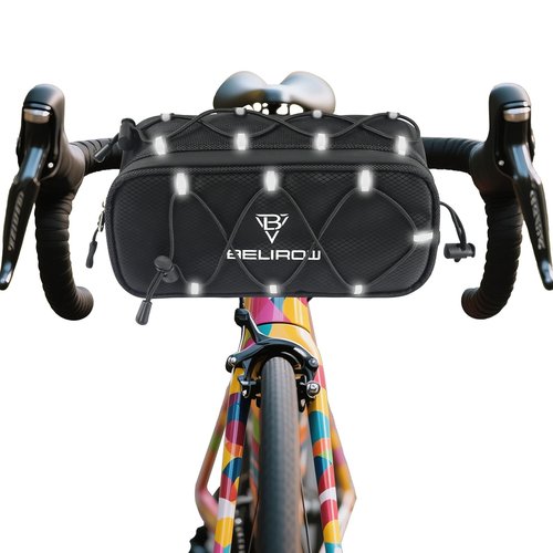NVAAV Bike Handlebar Bag, 2.1L Reflective Front Frame Pouch, Mild Waterproof and Hardening of the Shell, Road Mountain Bicycle Professional Travel Accessories, Installable Cycling Seat Storage Bags