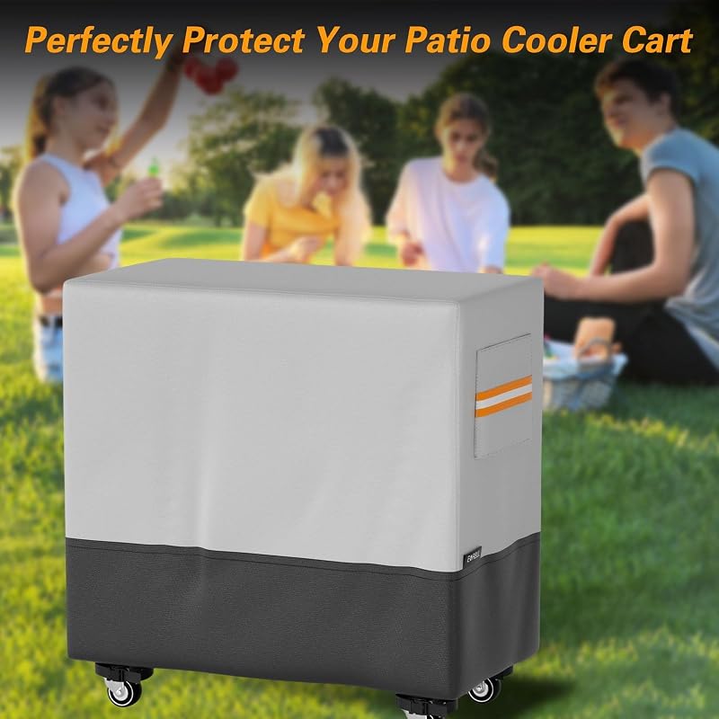 Patio Cooler Cart Cover 34in L x 19in W x 31in H, Heavy Duty 420D Waterproof Dustproof for 80 Quart Ice Chest