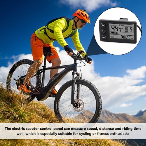 S866 Electric Bicycle LCD Display Meter, 24V 36V 48V E Bike Display Meter Control Panel with SM Plug for Electric Scooter Modification