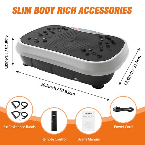 ALSO GO Vibration Plate Exercise Machine, 5 Workout Modes & 99-Level Vibration Platform for Weight Loss/Lymphatic Drainage, 330lbs Capacity Vibration Board with Resistance Bands for Full Body Workout