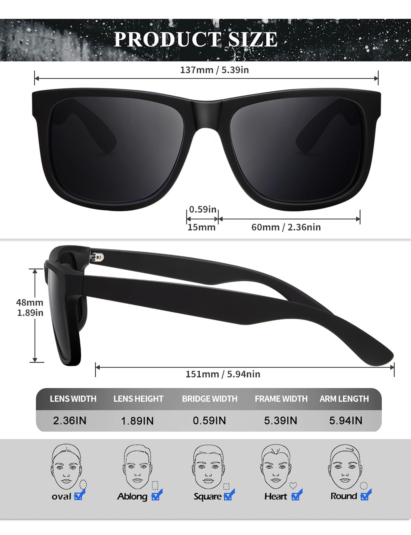 KALIYADI Men's Sunglasses: Polarized Classic Sunglasses with UV Protection for Driving, Fishing, Golf