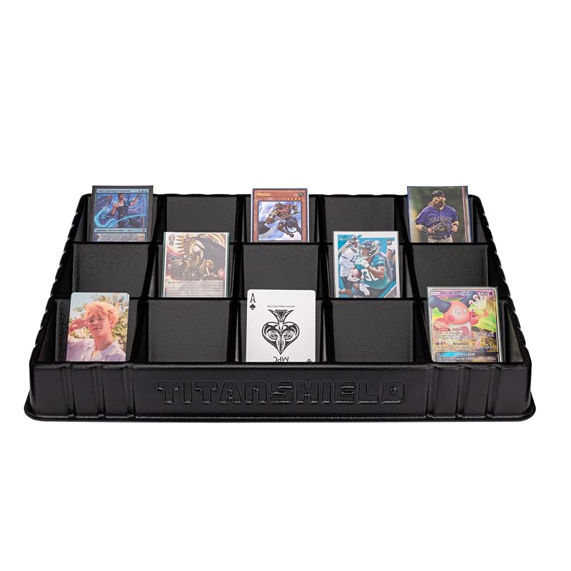 TitanShield 15-Cell Card Sorting Tray - Stackable Heavy Duty Sleeved Cards Only
