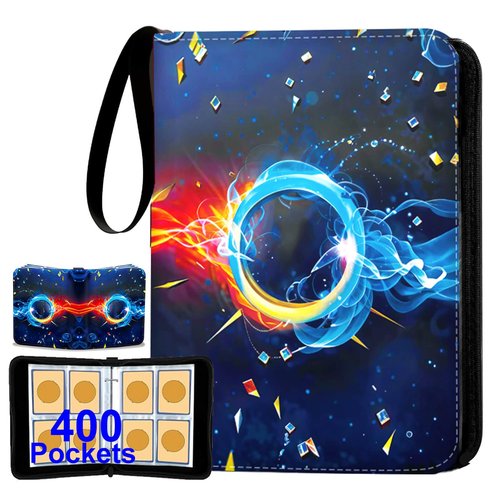Trading Card Binder 4-Pocket, 400 Top-Loading Slots Collectible Trading Card Album with 50 Removable Double-Sided Pages for MTG, TCG Game Cards and Sports Cards Storage - Black
