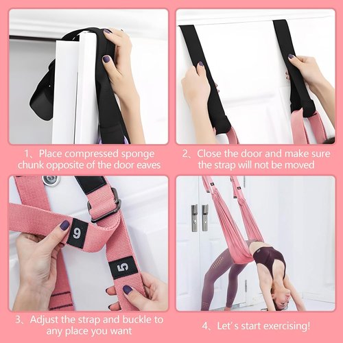 perlifefect Yoga Set 4 in 1 Yoga Equipment Set. Anti-Burst and Slip Resistant Yoga Ball. Leg Stretcher Strap for Pilates. Free Weight Hula Hoop for Workout. Figure 8 Fitness Resistance Band (Pink)