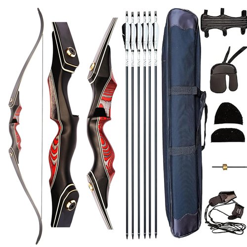 PMZ Recurve Bow and Arrow Set, Newset Professional Aldults Archery Hunting Bow Kit, 60'' Wooden Takedown Bow, for Youth Beginners to Advanced Outdoor Practice & Hunting, Right Hand, 30 lbs