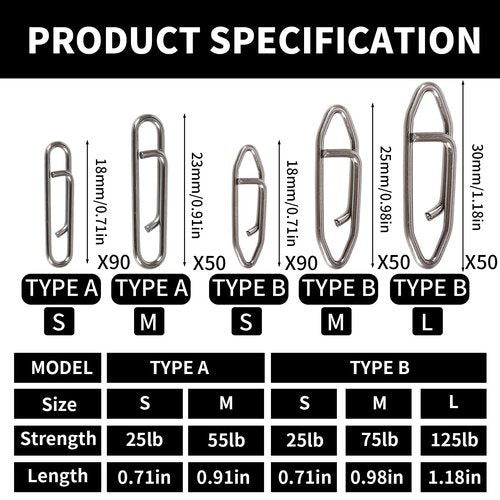 330pcs Speed Clips for Fishing Lures, Fishing Clips Quick Change Topwater Speed Clips for Freshwater Saltwater Crankbait Popper Lures Fast Link Snap Connector