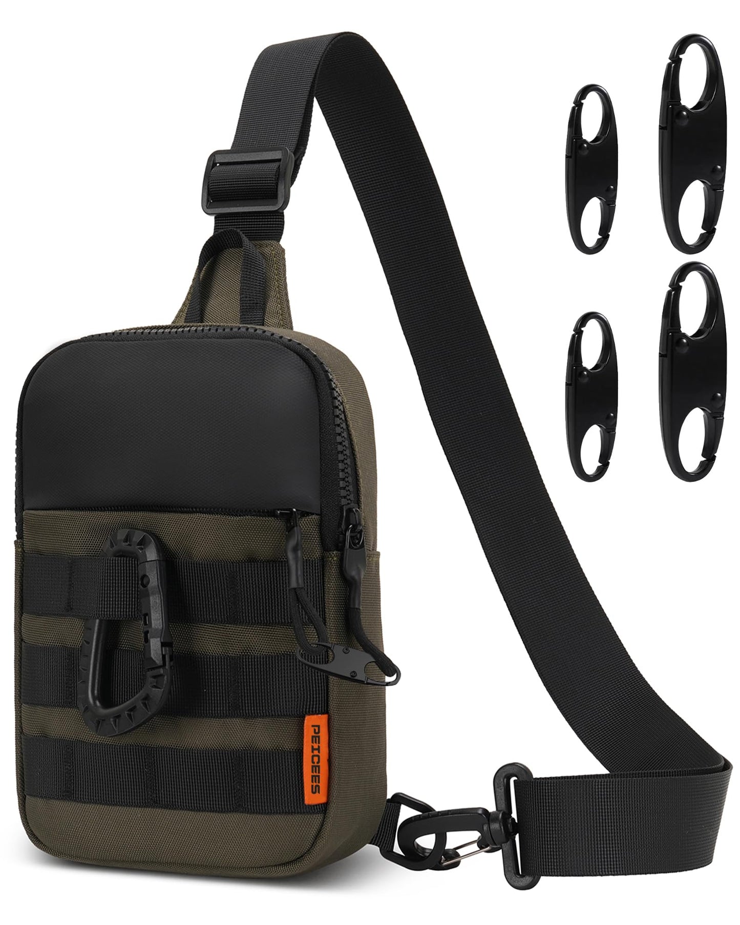 Peicees Small Anti Theft Sling Bag for Men, Tactical Inspired Waterproof EDC Mini Crossbody Chest Bag for Travel Work Sport