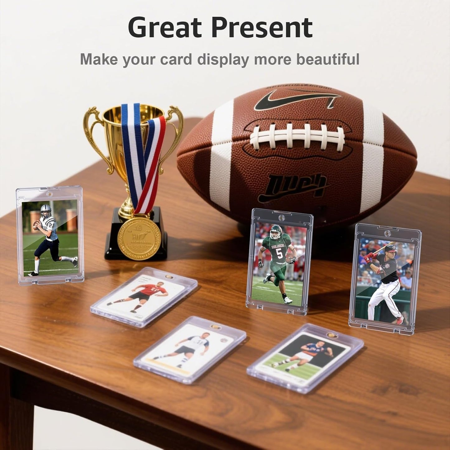 100ct Magnetic Card Holder, 35pt One Card Touch Holders for Trading Cards, U-V Protection Card Display Case Protectors Sleeves Hard Plastic Cover for Sports Game
