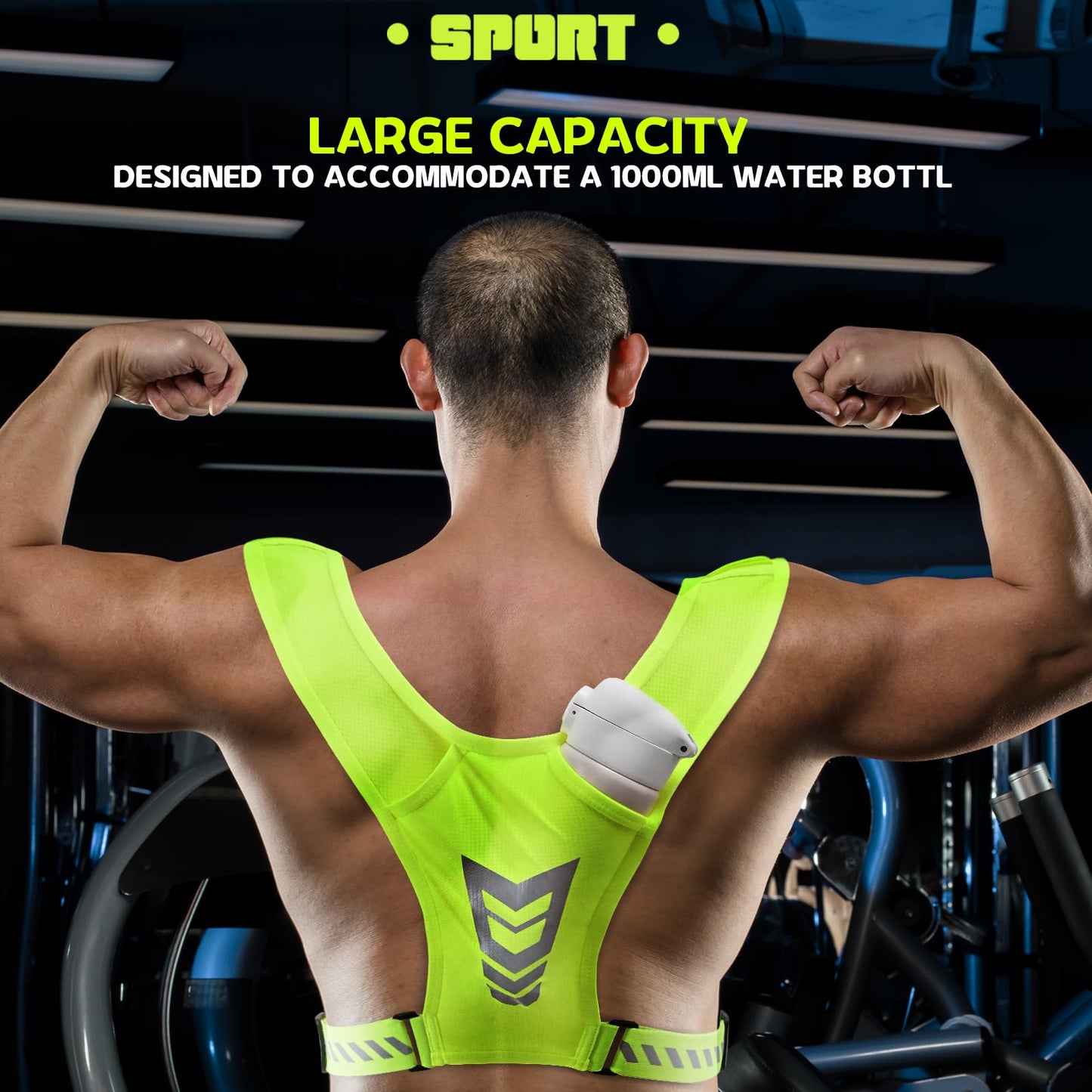 Reflective Vest Chest Phone Holder, Adjustable Hydration Training Workout Gear for Nighttime Running Biking Motorcycle Dog Walking (Fluorescent green)