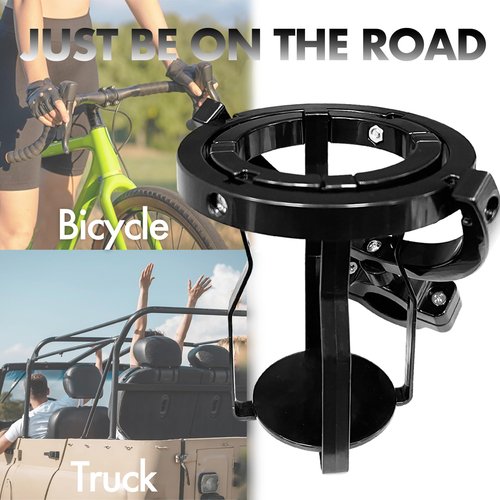 Gyroscopic Cup Holder for Bicycle Water Bottle Rack, Adjustable Self Leveling Rotating Drink Holder, Black