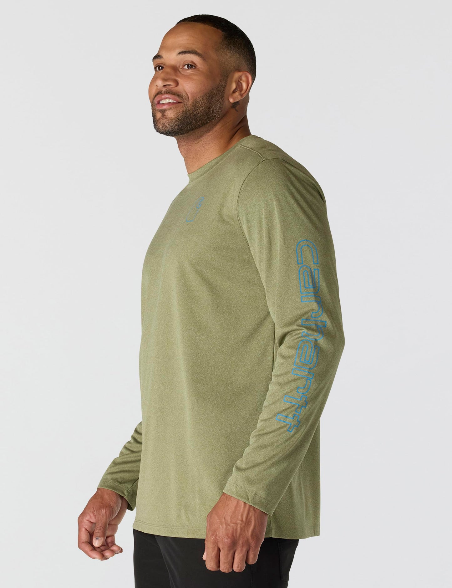 Carhartt Men's Force Sun Defender Lightweight Long-Sleeve Logo Graphic T-Shirt, Dark Bronzed Green Heather, X-Large