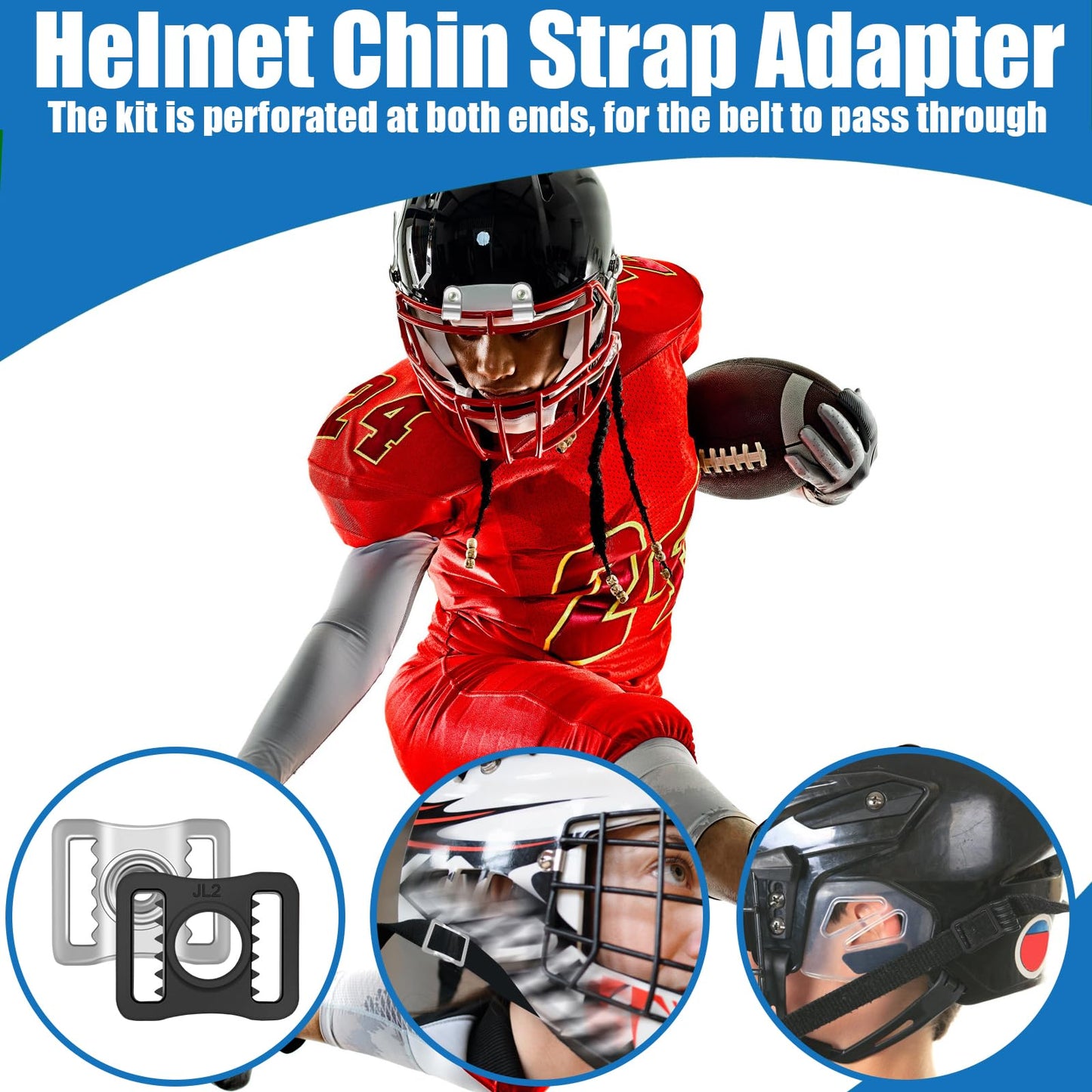Anglekai 31PCS Hockey Helmet Repair Kit, Football Helmet Hardware Kit Include 2 J Clips/ 4 Rubber Gaskets/ 4 R Shape Football Visor Clips/ 16 Screw Nuts/ 4 Chin Strap Adapter/Screwdriver (61)
