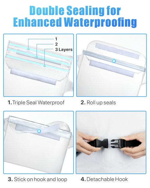 F-color Waterproof Fanny Pack - Waterproof Phone Pouch with Waist Strap - Cruise Essentials 2025 Must Haves Waterproof Pouch Dry Bag Keep Phone Valuables Safe for Beach Kayaking Boating Fishing