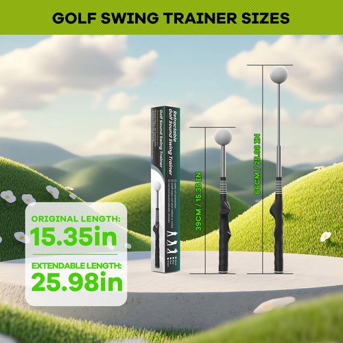 FEFFXY Retractable Golf Swing Trainer，Warm Up Golf Training Aid，Golf Grip Trainer，Right-Handed Strength & Tempo Training for Chipping Hitting，Golf Accessories for Men Black 1Pack