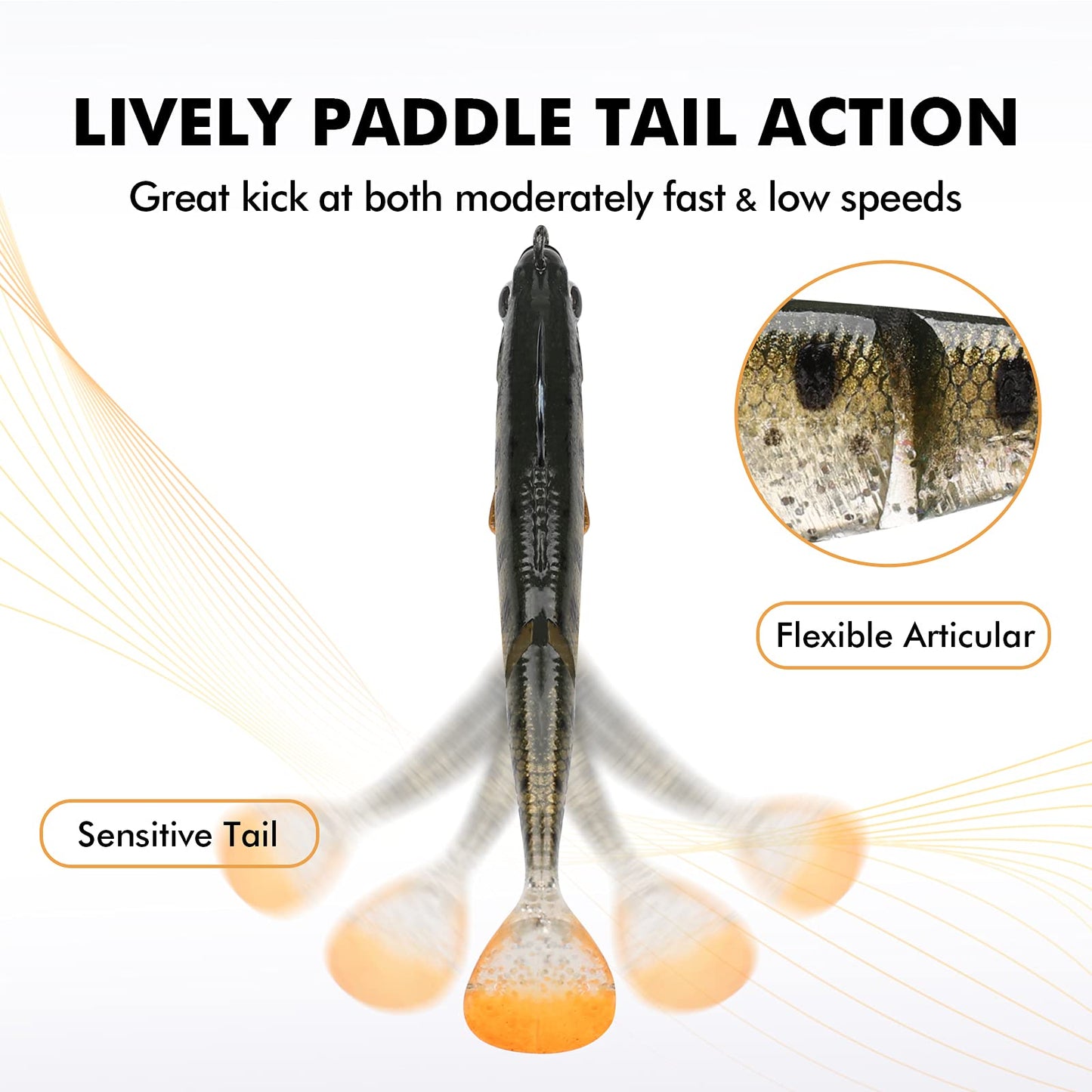 TRUSCEND Fishing Lures for Bass Trout Jighead Lures Paddle Tail Swimbaits Fishing Jigs Baits Freshwater Saltwater Jigging Bass Fishing Gear Gifts for Men