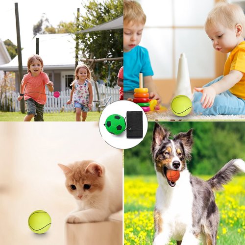 ZUYEE Wrist Return Ball 1.85 Inch Sports Wrist Balls On A String Rubber Rebound Balls (Basketball, Baseball, Soccer) Wristband Toy for Children Kids Gift Exercise or Play (4 PCS)