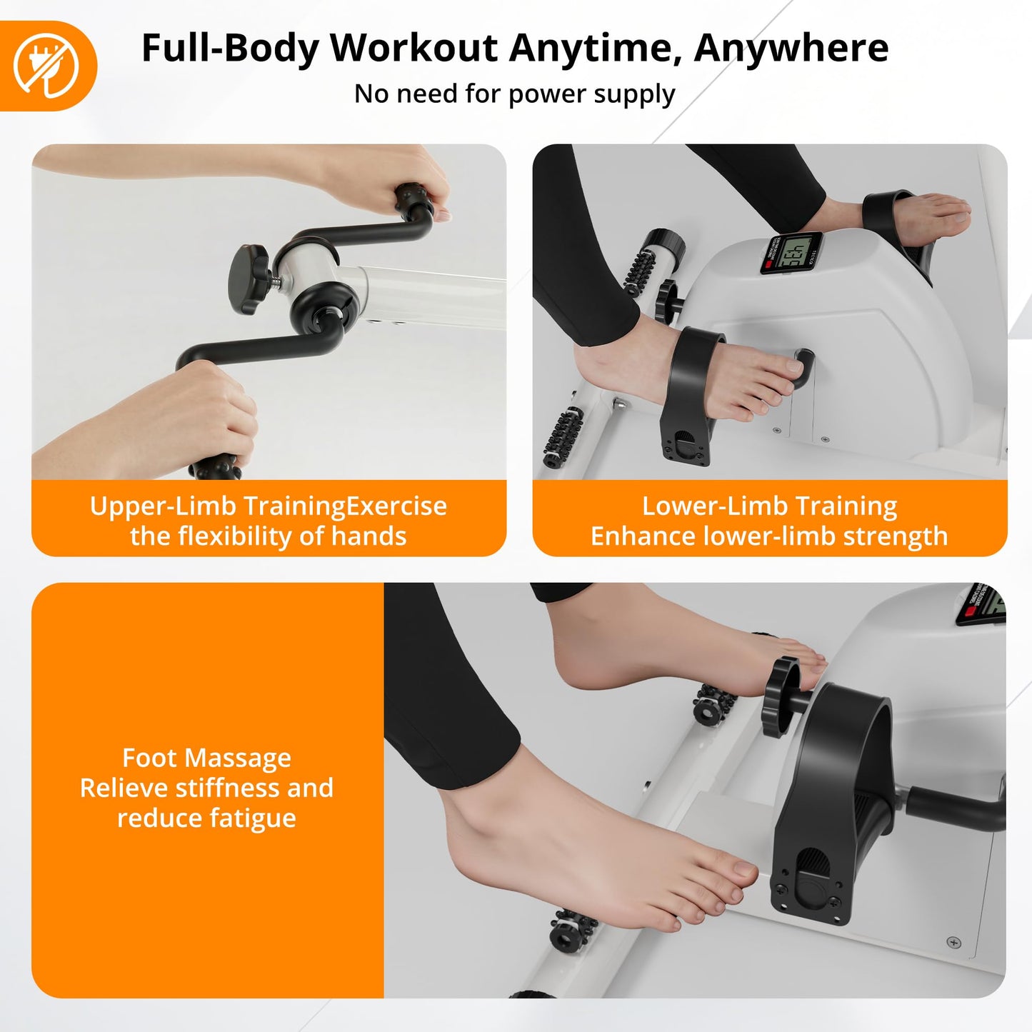 Padel Exerciser Mini Exercise Bike for Leg and Arm Cycling, Warm Up Exercise (Gray)