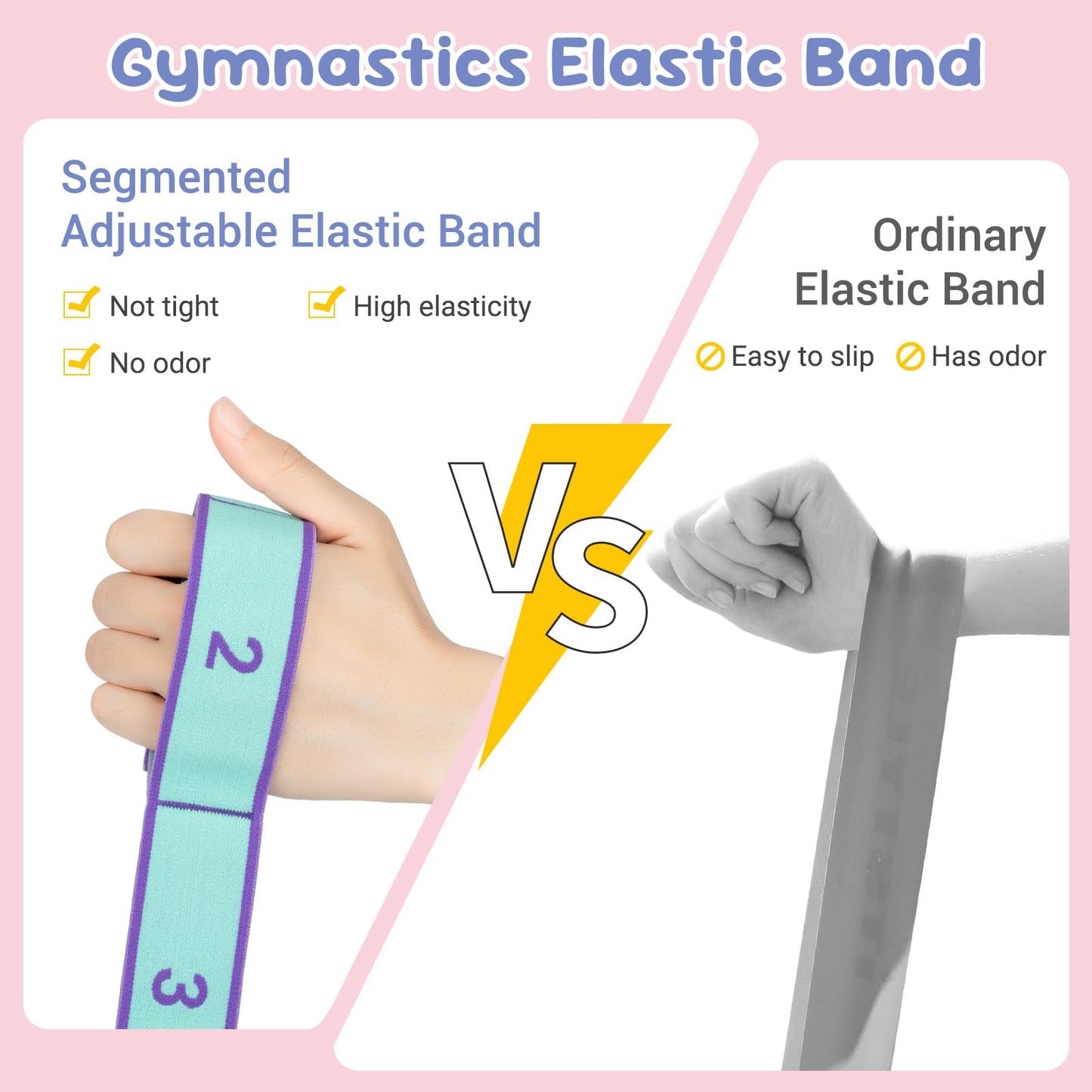 2PC Stretch Strap with Bag,Elastic Band for Cheer Equipment,Stretch Bands for Exercise,Yoga-Dance-Gymnastics&Pilates,Stretch Bands for Exercise,Portable Yoga Strap,Gym&Strap for Calf Stretching