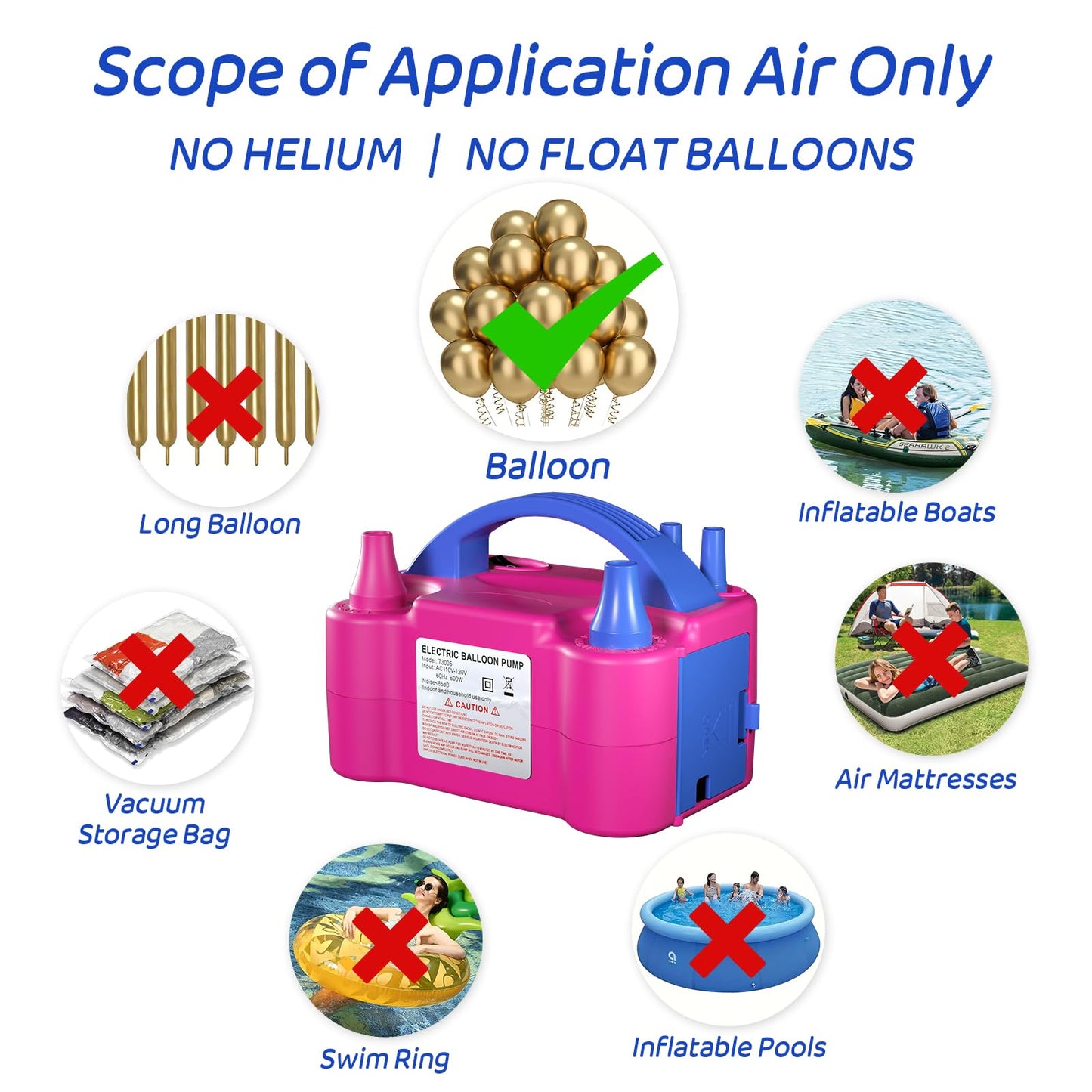Balloon Pump Valentines Day Decor - Electric Balloon Pump for Party Decorations, Portable Dual Nozzle Balloon Inflator for Balloon Arch Kit