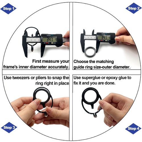 9KM DWLIFE Fishing Rod Repair Ceramic Guide Ring 28pcs Replacement Kit 14 Sizes 0.13in to 1.86in
