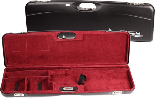 Negrini Luxury Shotgun Case - Hard Case for Over/Under, Un-Single, or Top-Single Shotgun - Fits 1 Shotgun, Up to 34” Barrels - Airline Approved, TSA Locks - Made in Italy - Black/Bordeaux