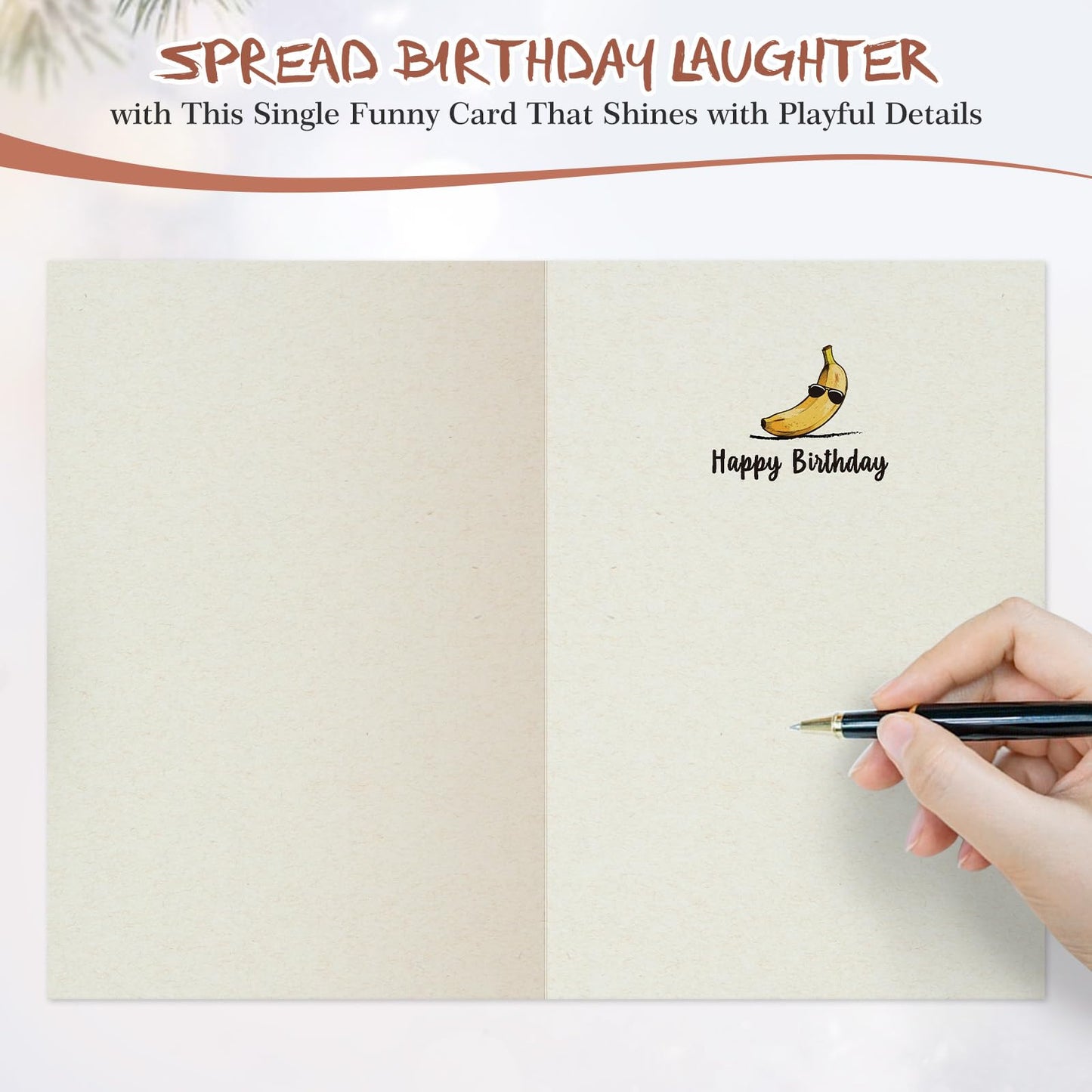 FLYAB Funny Birthday Cards - Recyclable Birthday Card with Envelope Banana Funny Bday Gift for Mom Dad Grandma Grandpa Friends (5.5x8 Inch)