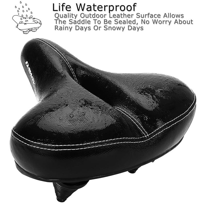 DAWAY C30 Comfortable Oversized Bike Seat - Extra Wide Sattle with Memory Foam Cushion, Steel Springs, for Peloton & All Bikes - Outdoor (Variation: Outdoor Steel Springs)