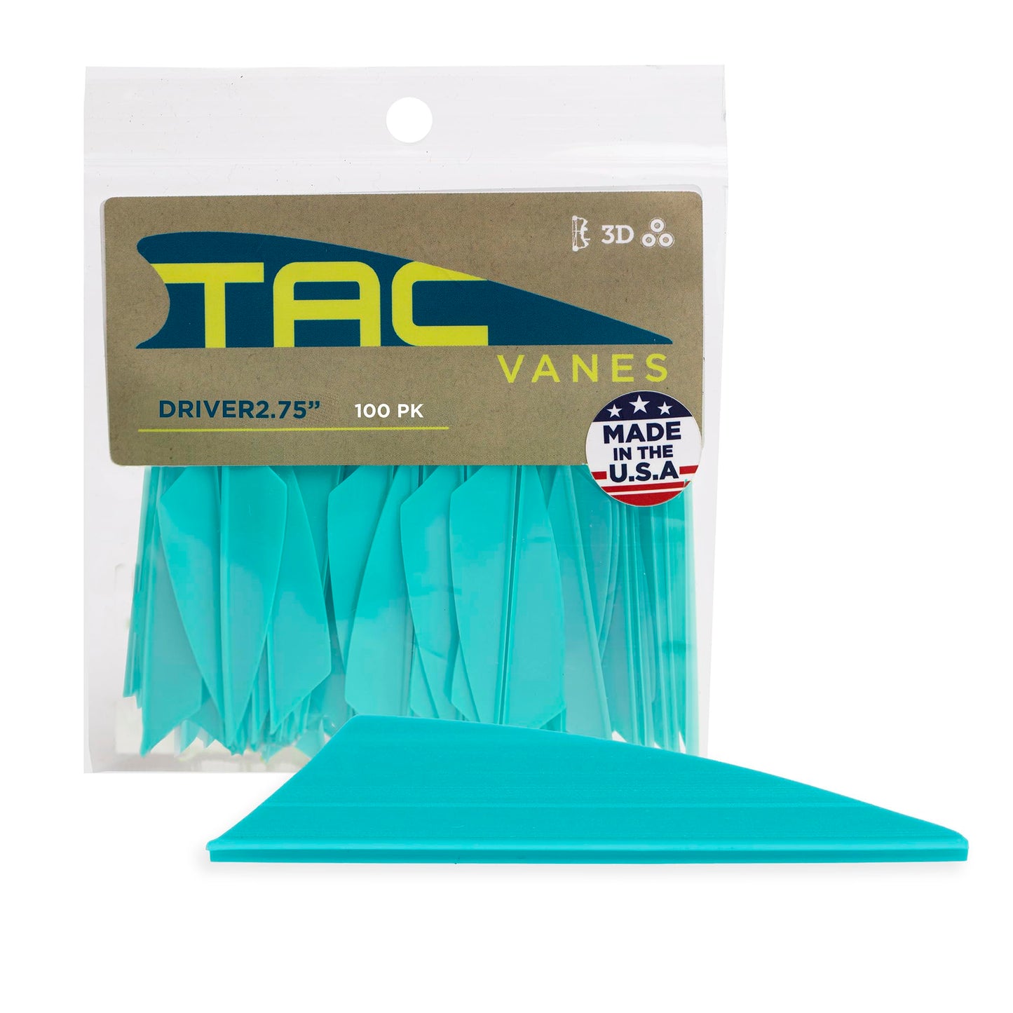 TAC Vanes 2.75" Driver Arrow Vanes | Archery Fletching for Compound & Crossbow | Durable, Lightweight, High Accuracy, Turquoise 100 Pack